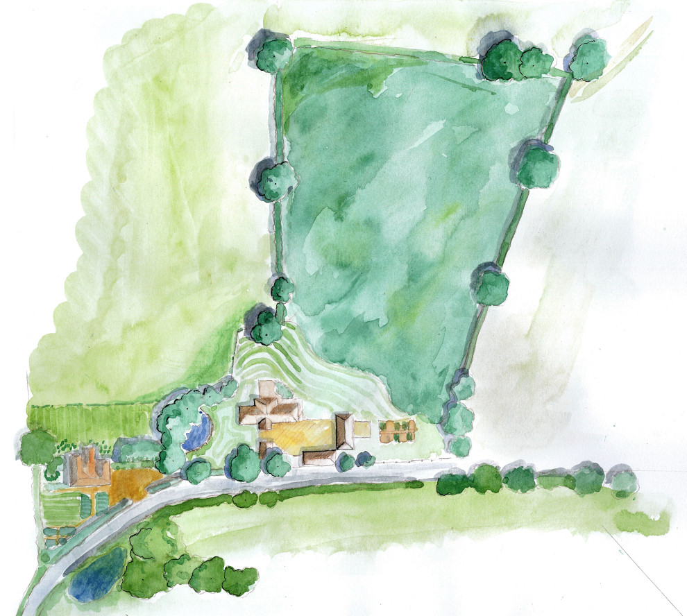 Idee per un grande giardino country esposto in pieno sole in cortile in primavera con pavimentazioni in pietra naturale e recinzione in legno