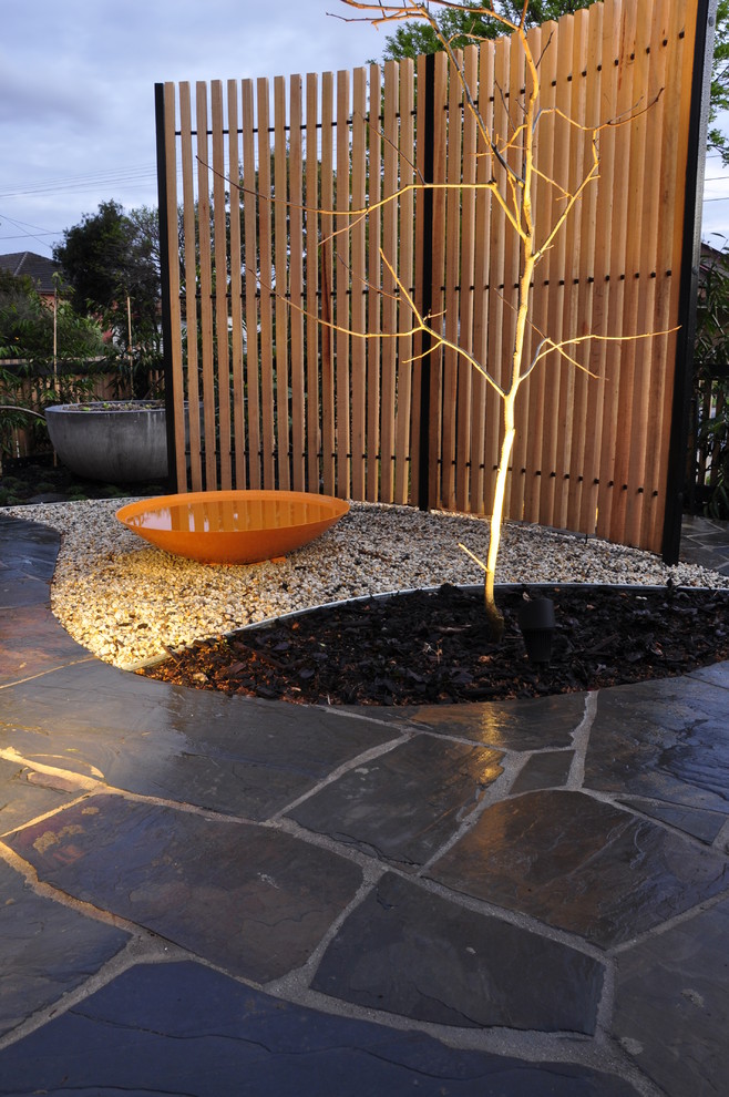 Curved crazy paving path with bespoke 