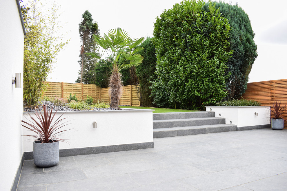 Ispirazione per un giardino minimal esposto in pieno sole di medie dimensioni e dietro casa in estate con un muro di contenimento