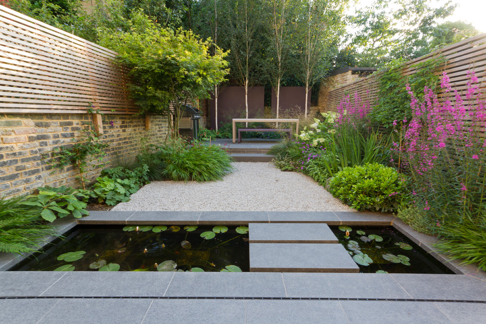Design ideas for an asian backyard landscaping in London.