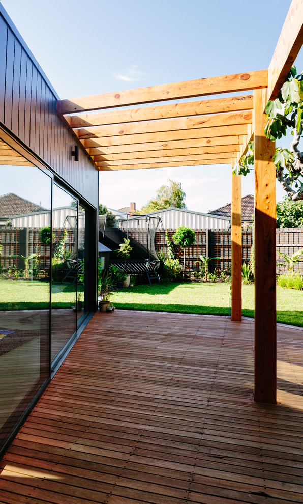Kleiner, Halbschattiger Moderner Garten hinter dem Haus in Melbourne