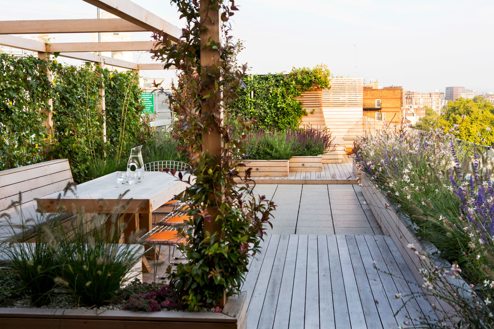 Design ideas for a large modern roof full sun garden in London.