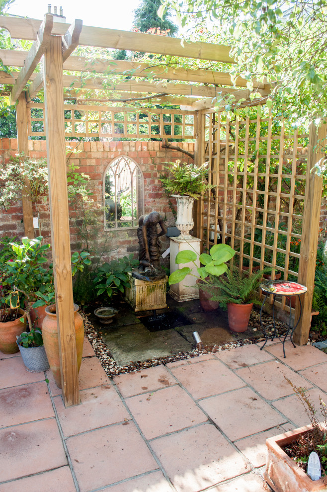 Pergola Over Water Feature Mediterranean Landscape