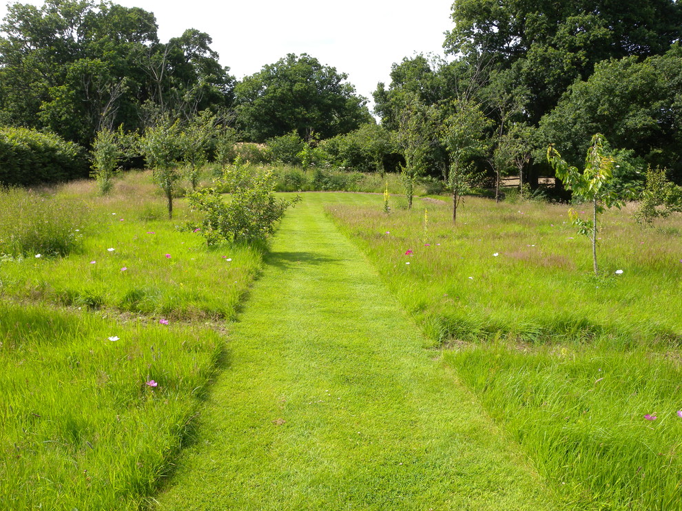 Geometrischer, Geräumiger Klassischer Garten hinter dem Haus in Sussex