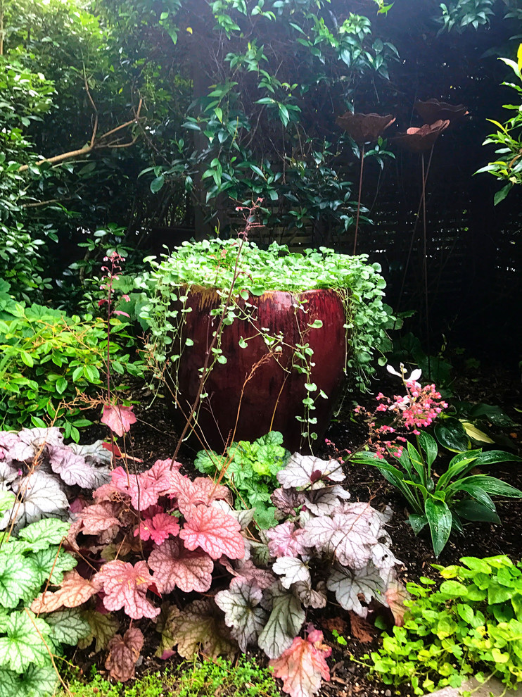 Immagine di un piccolo giardino boho chic con un giardino in vaso