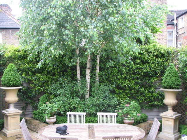 Пример оригинального дизайна: маленький участок и сад на заднем дворе в классическом стиле для на участке и в саду