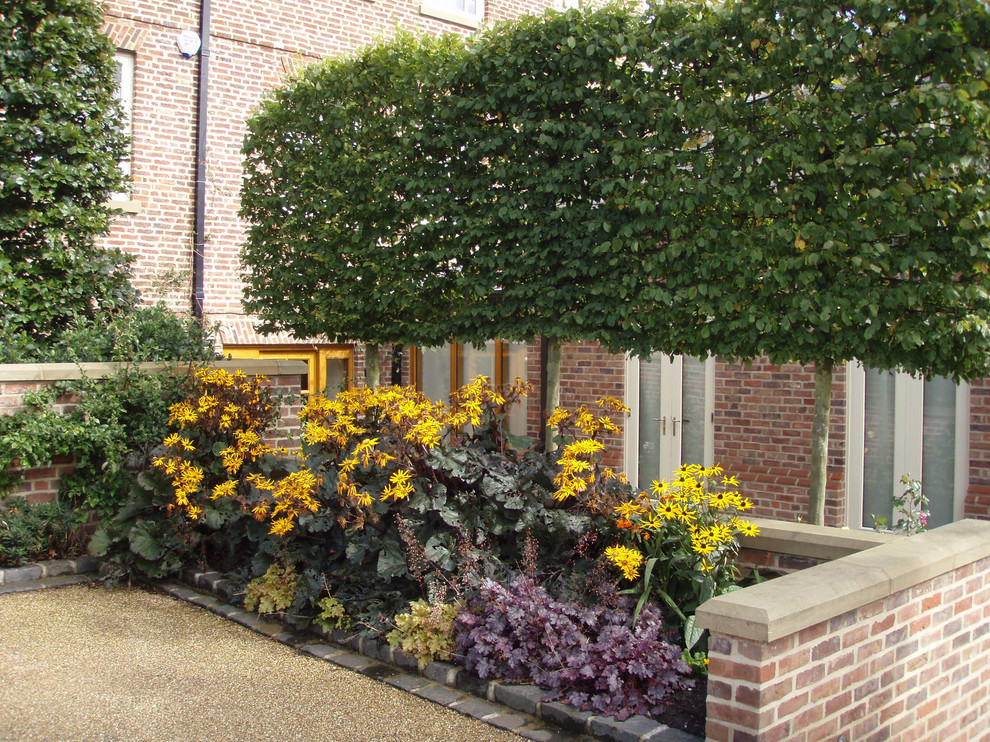 Пример оригинального дизайна: участок и сад в классическом стиле с покрытием из гравия