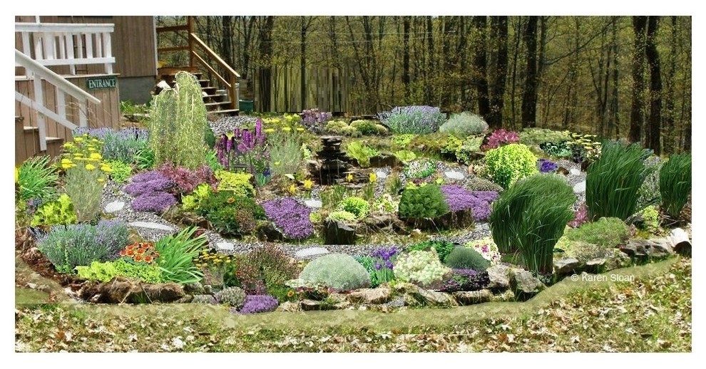 Aménagement d'un jardin latéral éclectique de taille moyenne avec une exposition ensoleillée et du gravier.