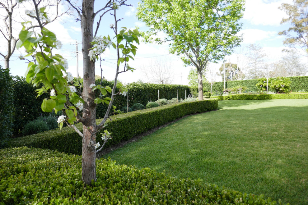 Immagine di un piccolo giardino country esposto in pieno sole in cortile in primavera con pavimentazioni in pietra naturale