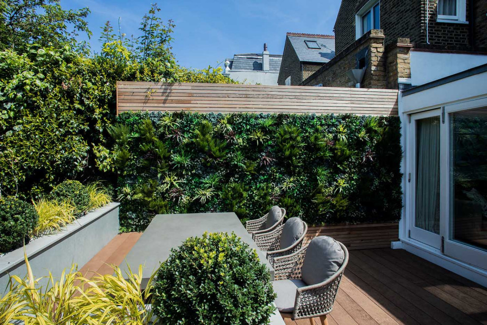 Design ideas for a medium sized contemporary back full sun garden in London with a living wall.