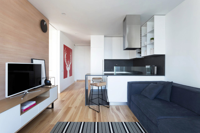 Дизайн проект № кухни-гостиной в скандинавском стиле 14 кв м фото | ARTA