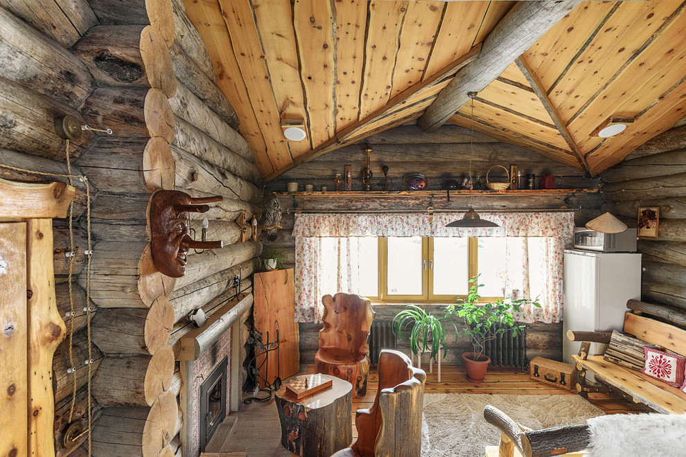 This is an example of a rustic living room in Moscow.
