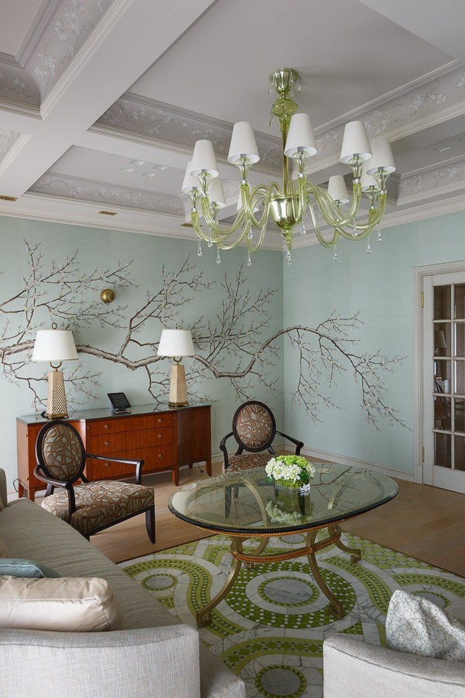 Inspiration for a traditional formal living room in Other with feature lighting.
