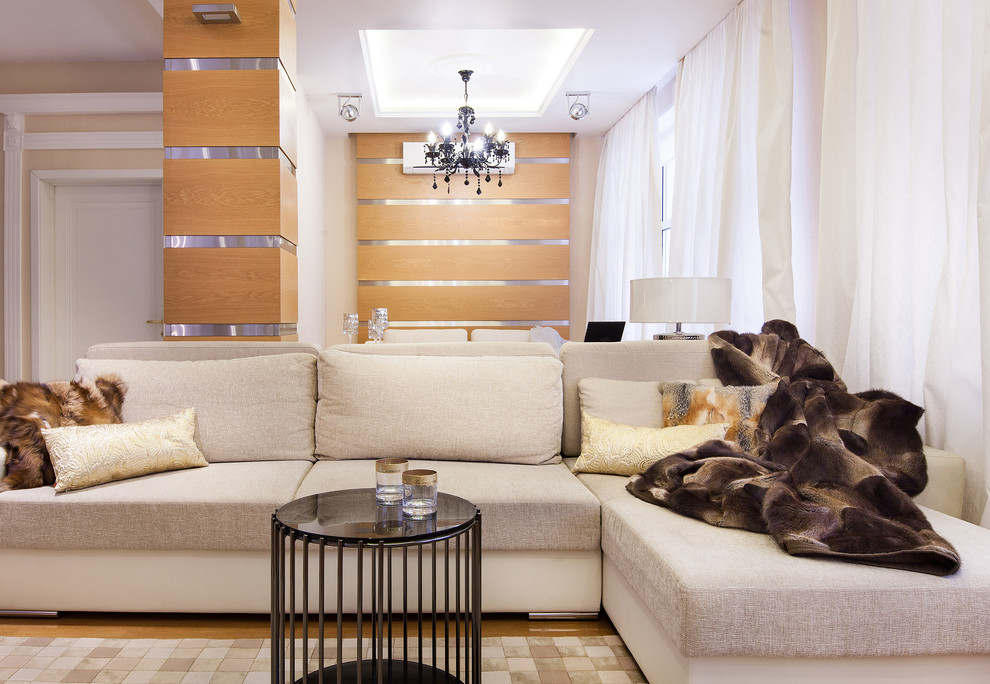 Стильный дизайн: большая гостиная комната в современном стиле - последний тренд