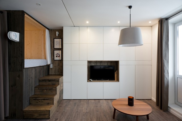 Flat 35 square meter - Contemporary - Living Room - Moscow - by Studio Bazi  | Houzz