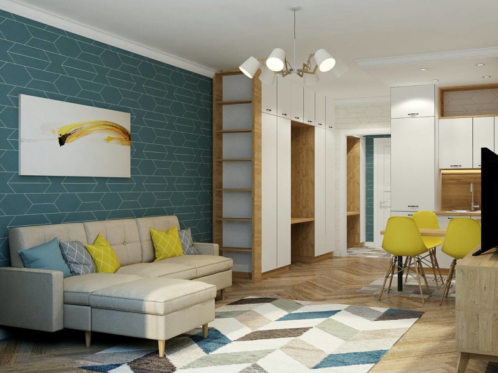 Example of a danish living room design in Saint Petersburg