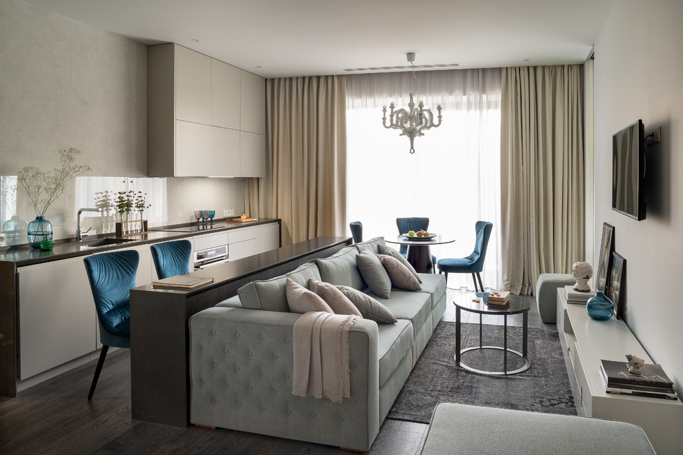 Стильный дизайн: объединенная гостиная комната в современном стиле - последний тренд