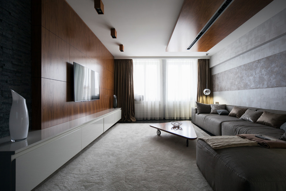 Example of a trendy living room design in Saint Petersburg
