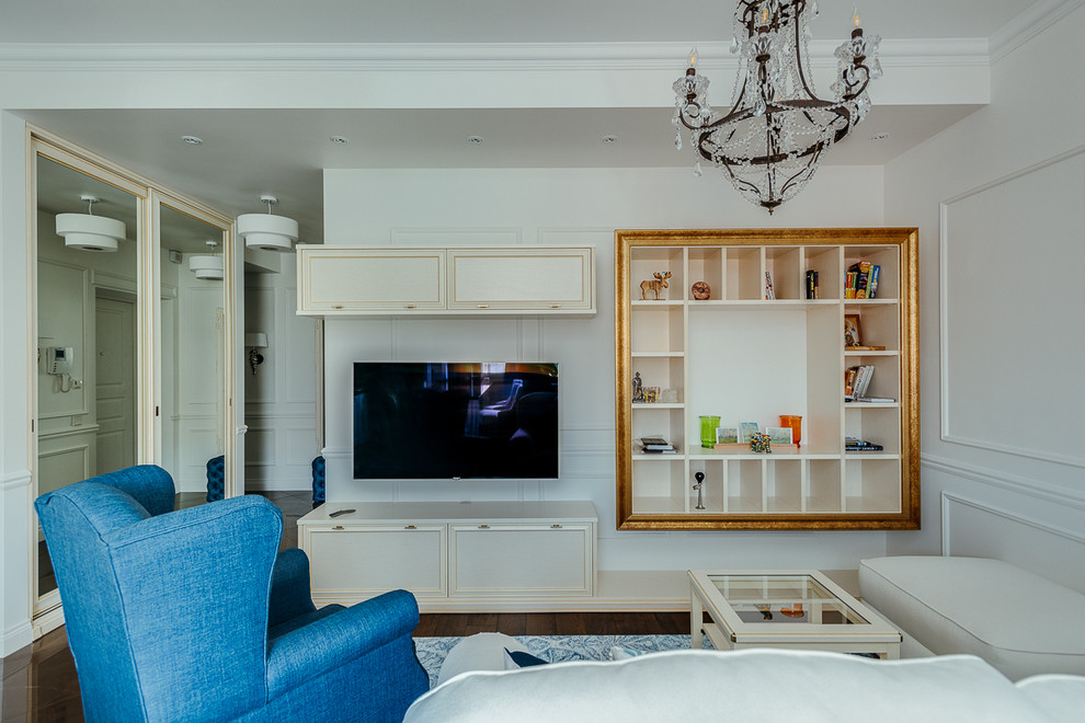Источник вдохновения для домашнего уюта: гостиная комната среднего размера в классическом стиле