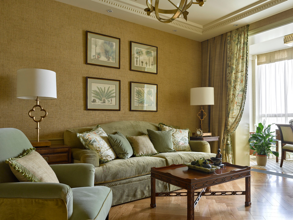 Стильный дизайн: объединенная гостиная комната в классическом стиле - последний тренд