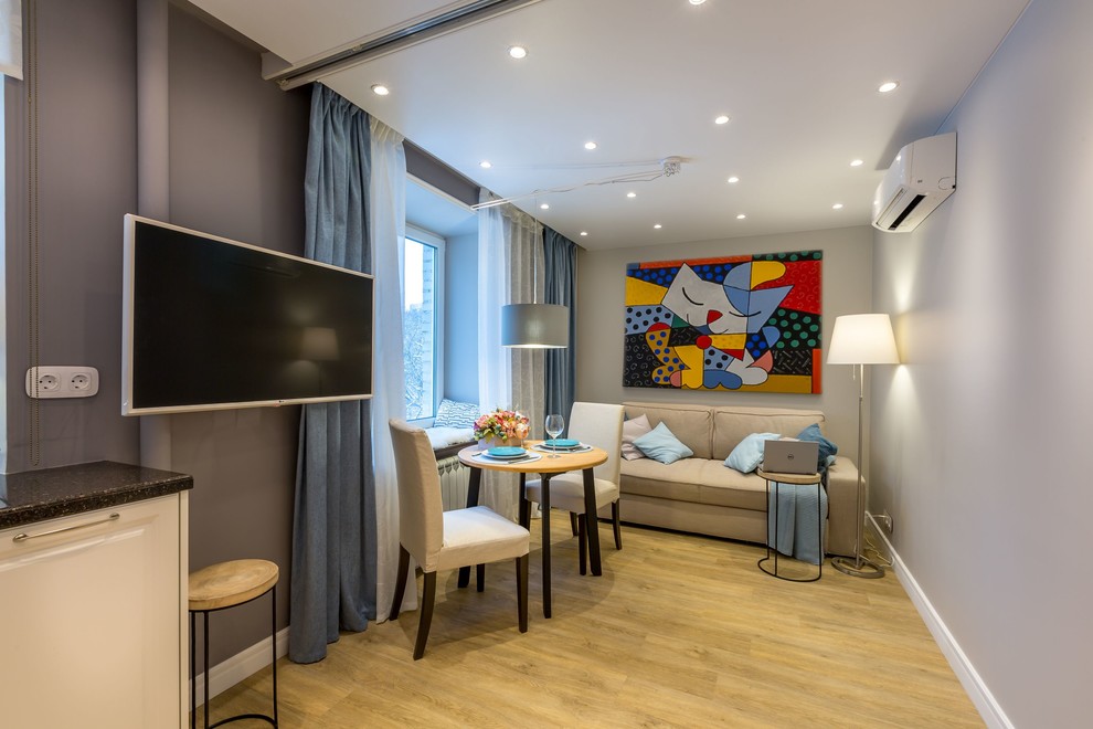Источник вдохновения для домашнего уюта: объединенная гостиная комната в скандинавском стиле