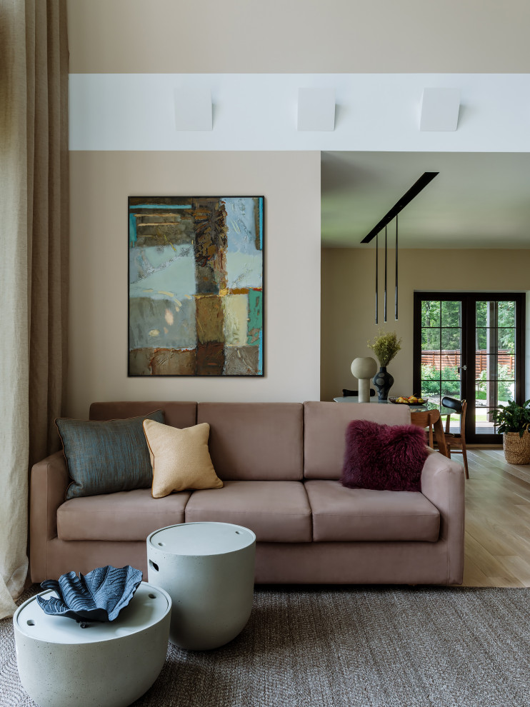Источник вдохновения для домашнего уюта: гостиная комната в современном стиле с зоной отдыха