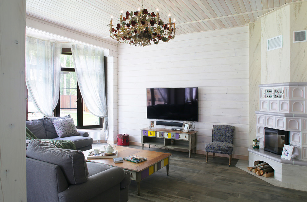 Свежая идея для дизайна: открытая гостиная комната среднего размера - отличное фото интерьера
