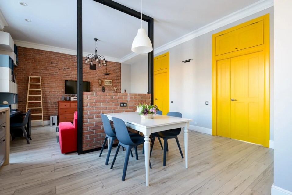 Свежая идея для дизайна: гостиная комната среднего размера в стиле лофт - отличное фото интерьера