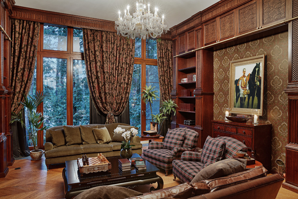 Photo of a large victorian living room in Moscow.