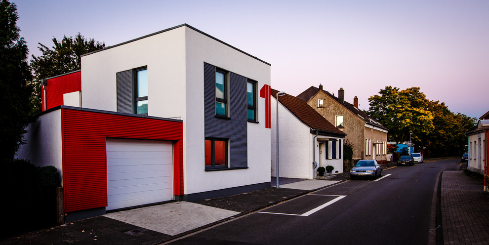 Geräumiges, Zweistöckiges Modernes Haus mit Flachdach und Mix-Fassade in Sonstige