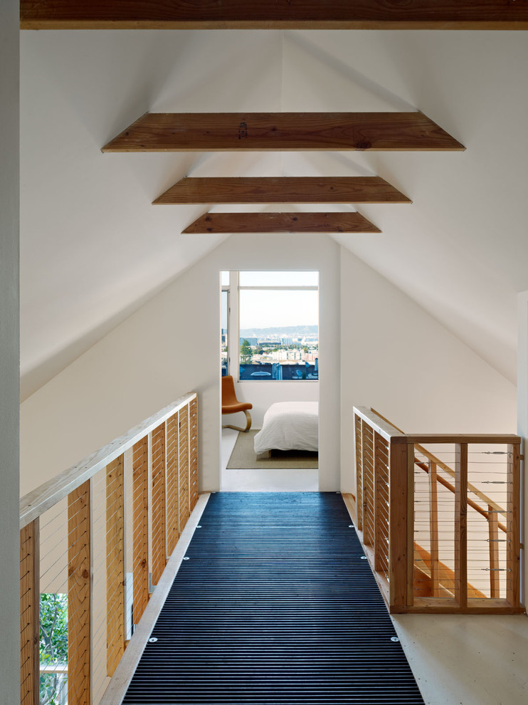 Inspiration for a contemporary hallway remodel in San Francisco with white walls