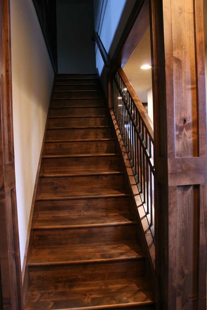 Inspiration for a mid-sized rustic staircase remodel in Portland