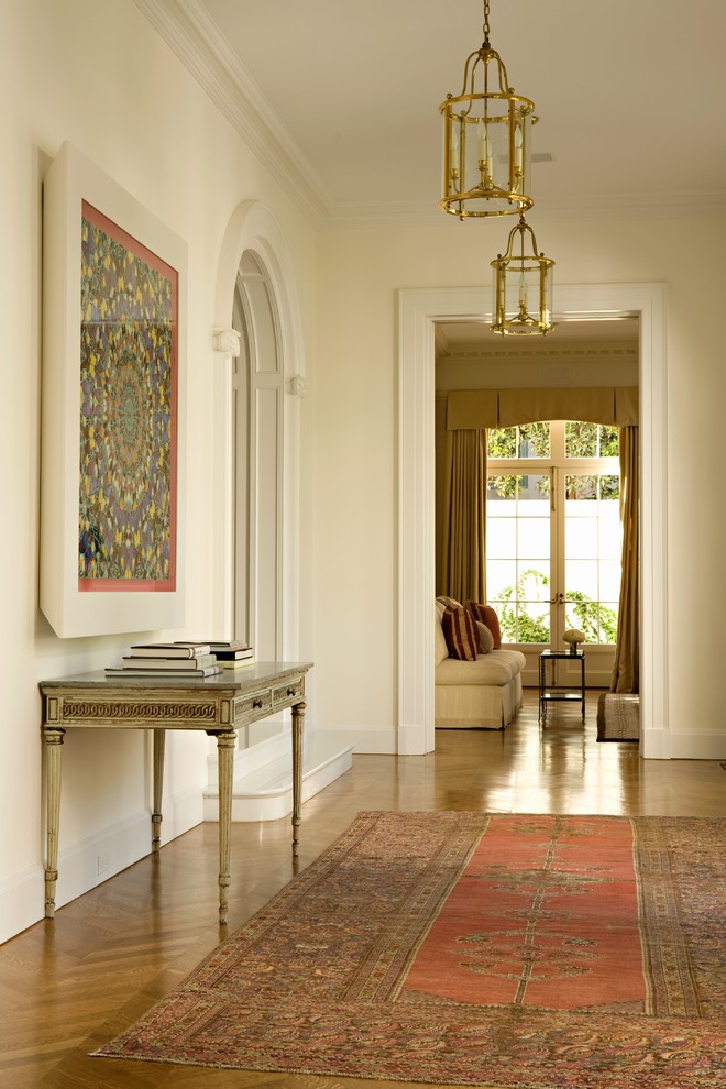 Hallway - traditional hallway idea in Los Angeles with white walls