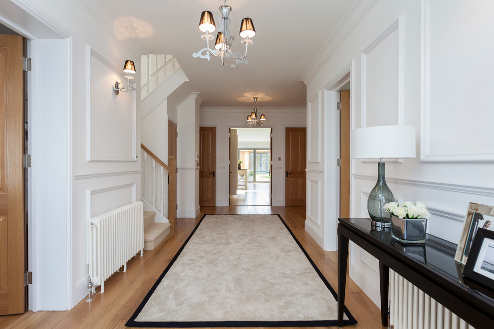 Example of a transitional hallway design in London