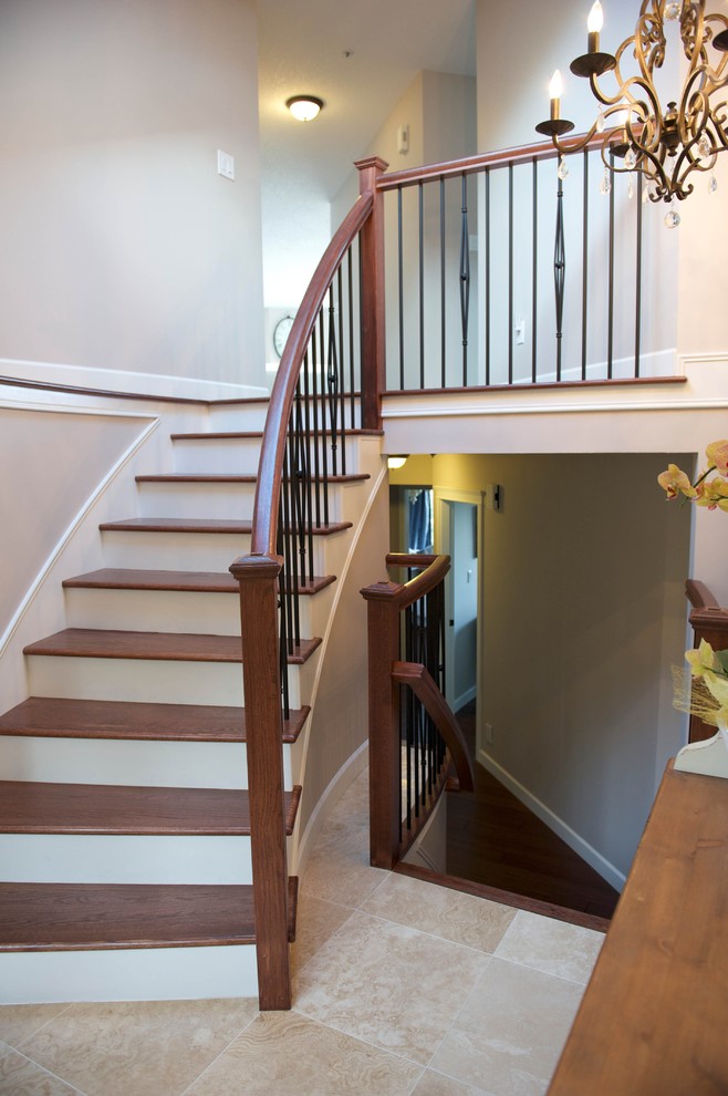 Inspiration for a transitional staircase remodel in Vancouver