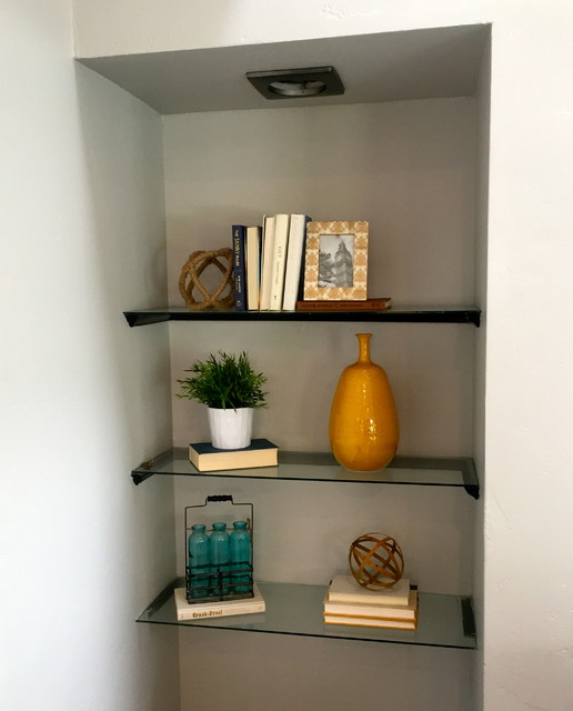 Floating Shelf Decor in Poway Beach Coastal Hallway & Landing San