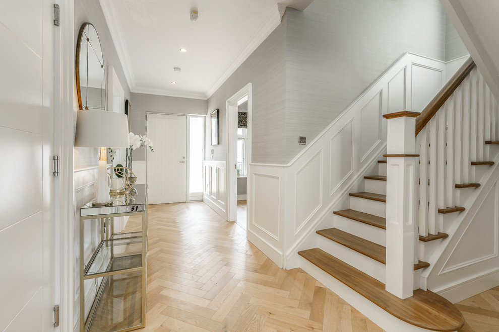 Example of a transitional hallway design in Dublin
