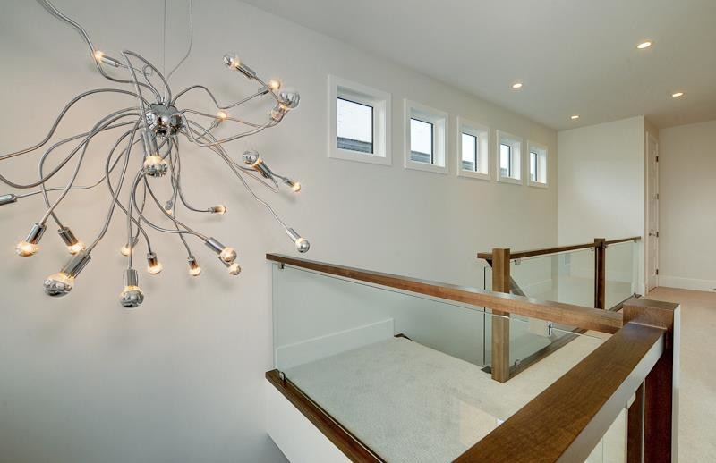 Glass Railing Install Contemporary Hall Calgary by Timberwest