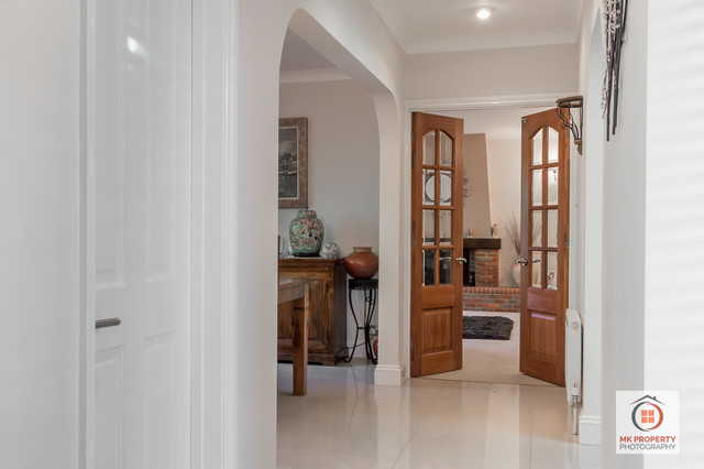 Hallway Leading Into Double Doors Into Living Room Modern Hallway Landing Buckinghamshire By Mk Property Photography Houzz Uk