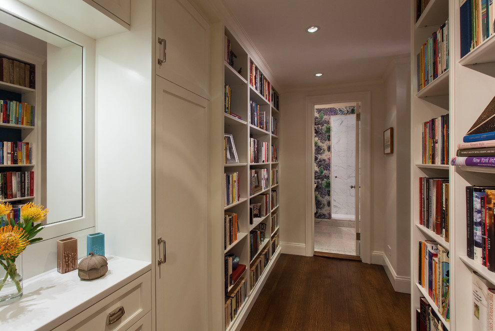 Hallway/Library Transitional Hall New York by Schryver Design