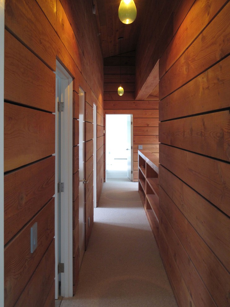 サンフランシスコにあるコンテンポラリースタイルのおしゃれな廊下 (カーペット敷き) の写真