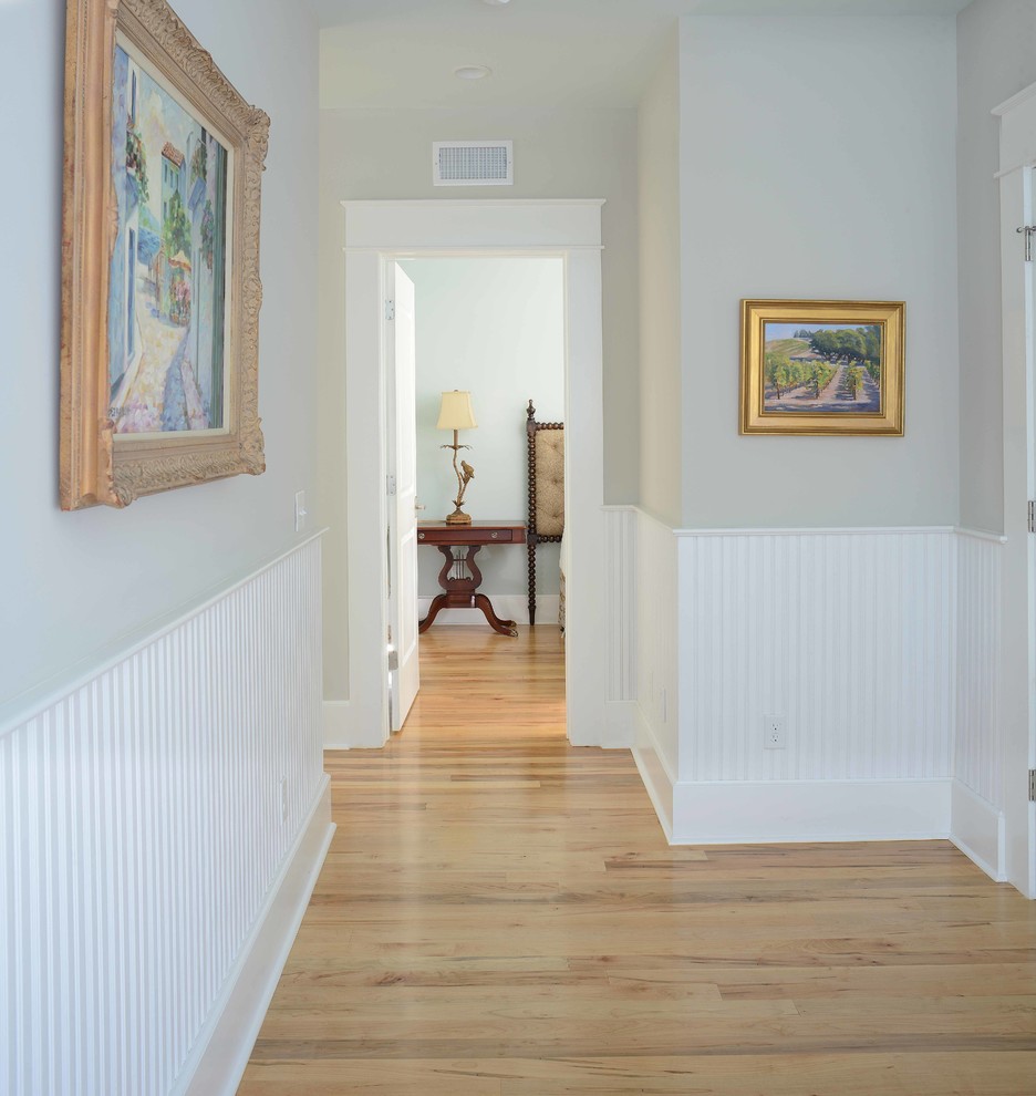 Hallway with beadboard to add texture to existing walls Traditional