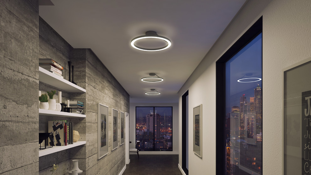 Ejemplo de recibidores y pasillos minimalistas con iluminación