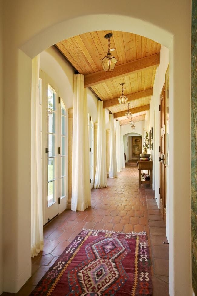 Hallway - mediterranean hallway idea in Santa Barbara