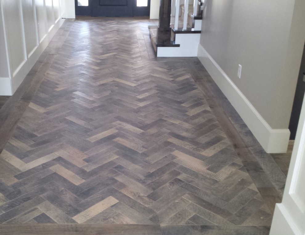Herringbone Wood Flooring Traditional Hall Houston by Armory