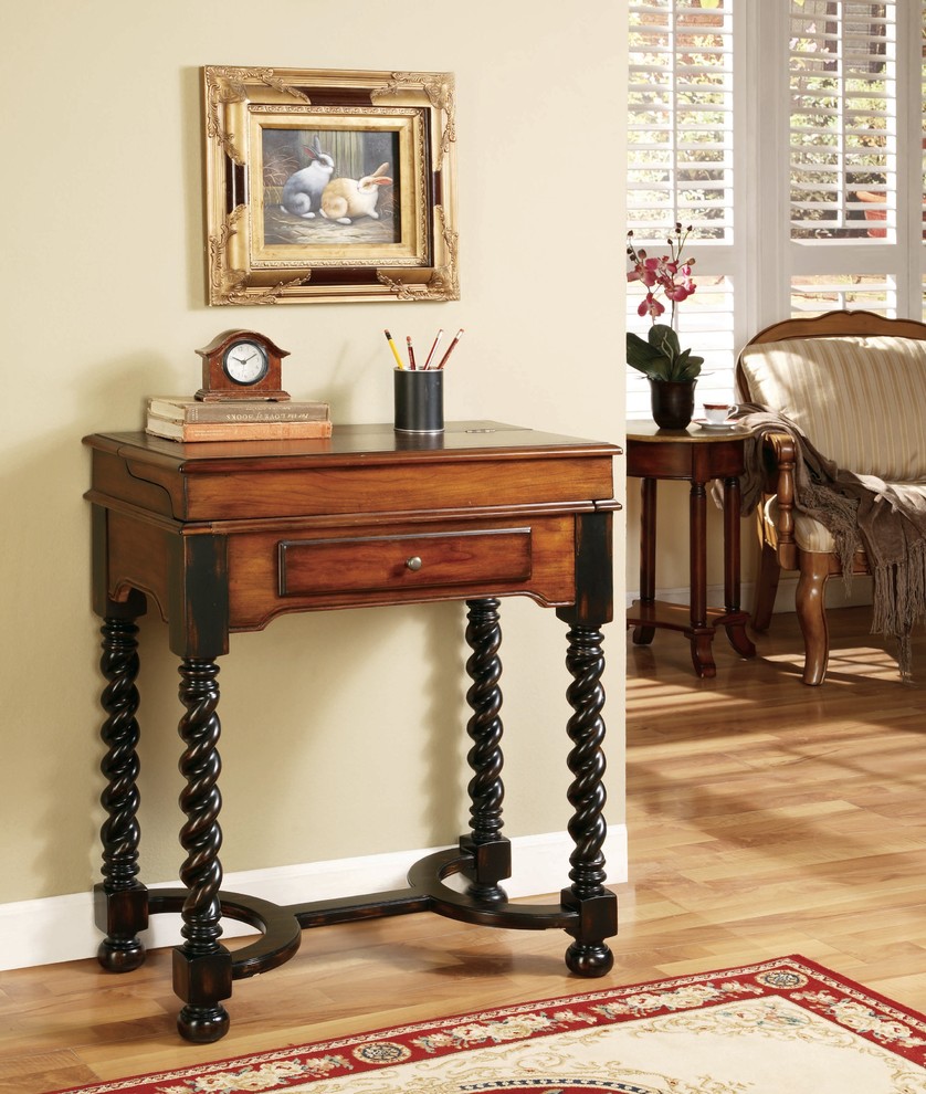Jacobean Twist Leg Flip Top Writing Desk Traditional Hall Denver by tj Hooker Inc. Houzz