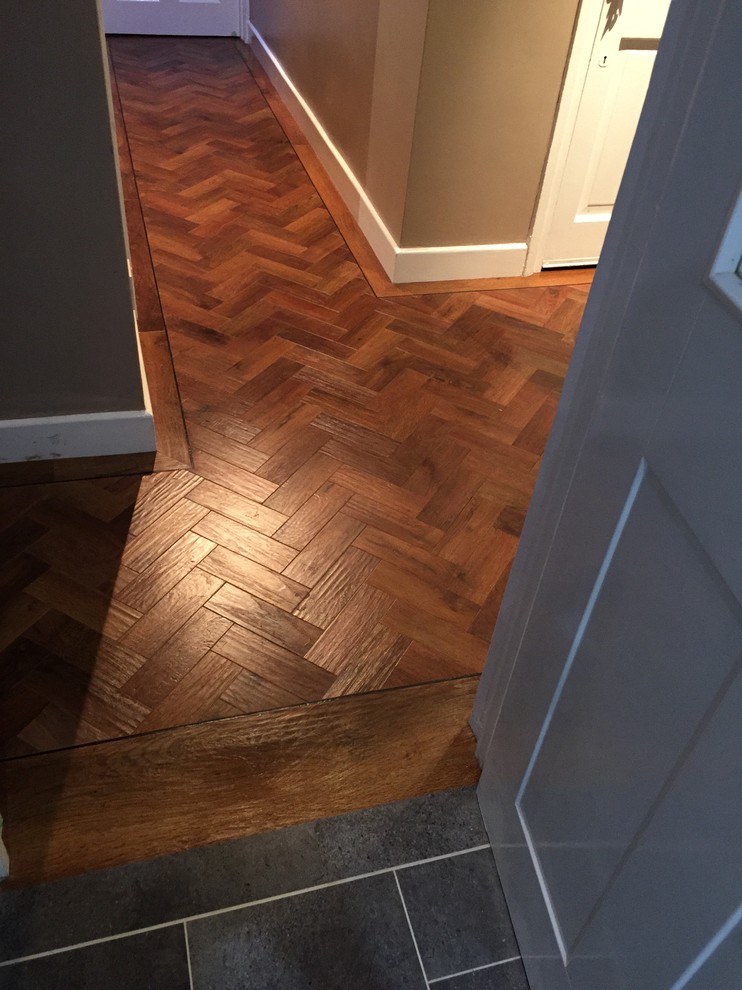 Karndean Herringbone with underfloor heating Rustic Hall Other