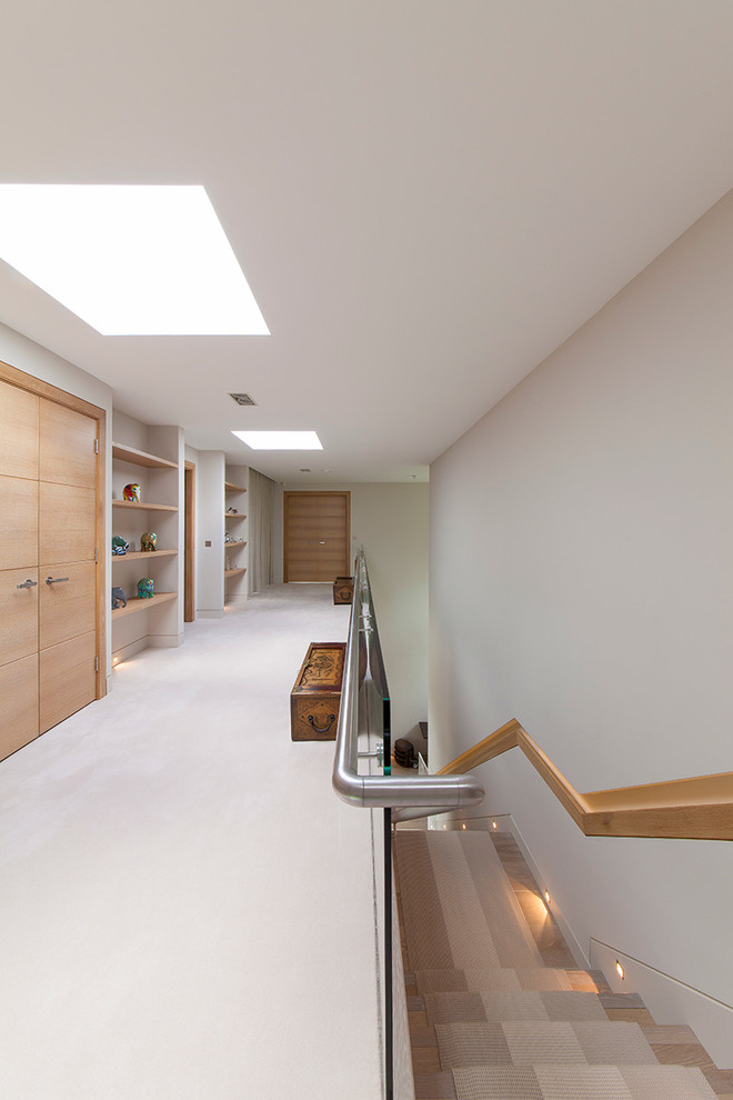Inspiration for a large contemporary light wood floor hallway remodel in Surrey