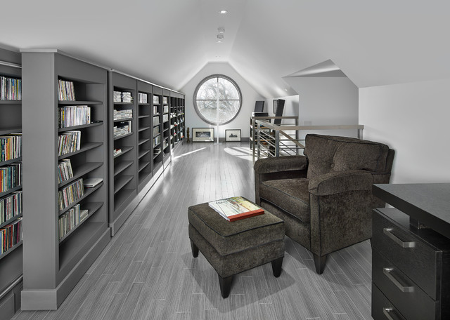 Sliding Shelves - Contemporary - Home Cinema - Edmonton - by Habitat Studio