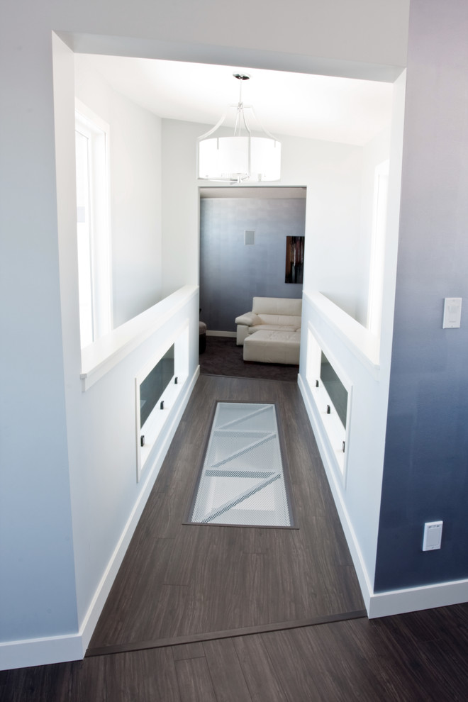 Example of a transitional hallway design in Calgary